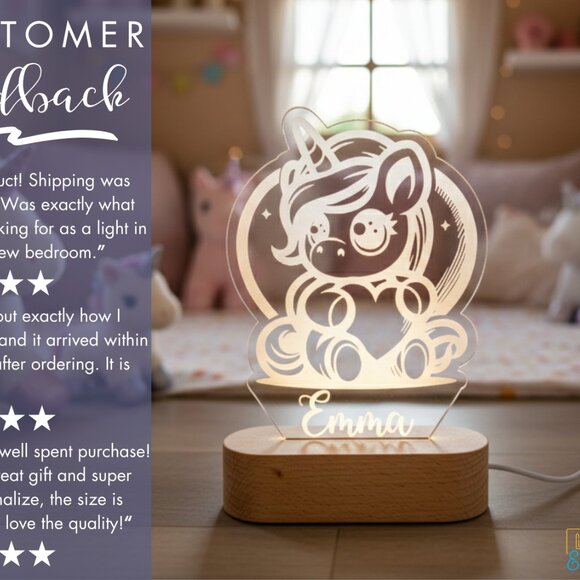 Personalized Unicorn Night Light – Custom LED Lamp for Kids Room - Picture 7 of 8